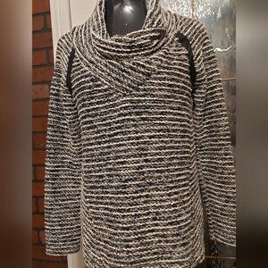 Minimalist Chic Joseph Ribkoff  Striped Knit Sweater Warm Cowl Neck Size 4